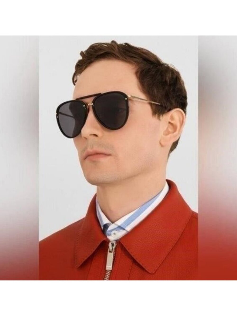 New Original Gucci GG0672S Unisex Aviator Sunglasses, Black/Grey - Picture 1 of 12